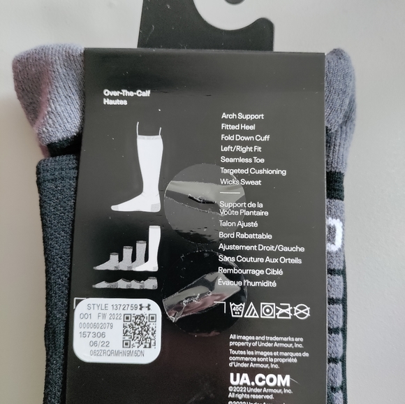 Under Armour UA SOCCER athletic cushioned Over-the-calf OTC knee high sock black - Picture 8 of 10